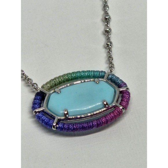 Kendra Scott Handmade Necklace Rhodium Plated Crystal Mother Of Pearl Charm NWT - Picture 7 of 10